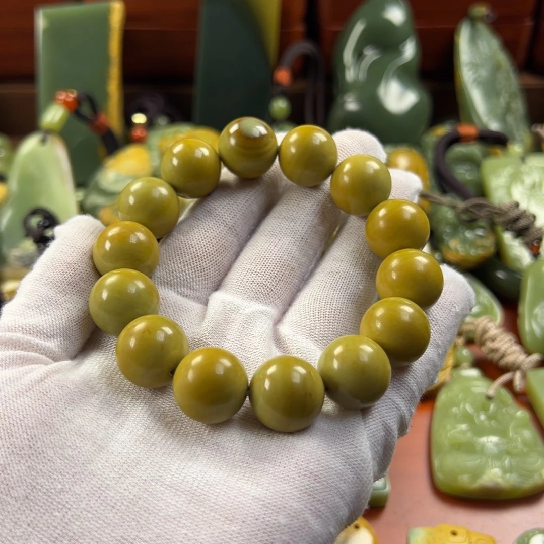 岫岩河磨玉（透闪石质玉）手链未镶嵌小**翼