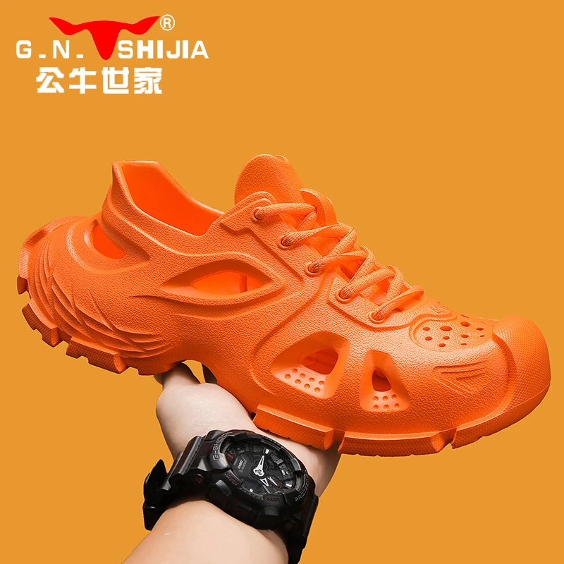 公牛世家男款加厚轮胎底凉鞋2025夏季防滑防水防臭轻便透气沙滩鞋