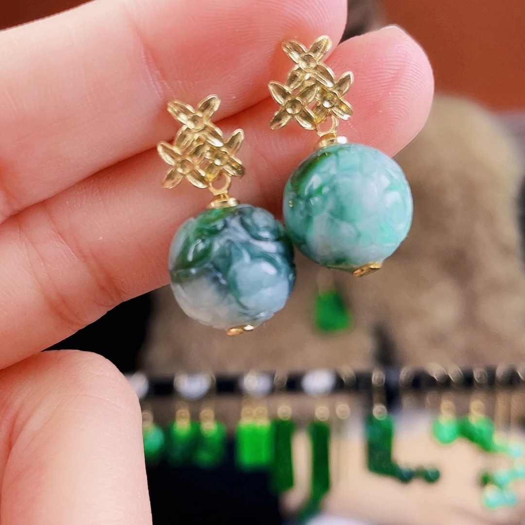 翡翠未镶嵌耳饰饰品