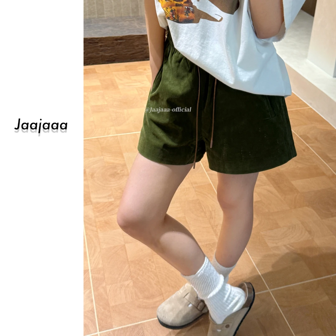 Jaajaaa北欧风絮   复古休闲时尚百搭高腰显瘦宽松短裤/AFXE