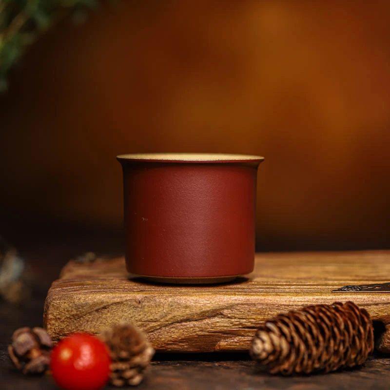 手工杯 | 泥料体验 九斋朱泥粉浆直筒光素 全手工主人杯