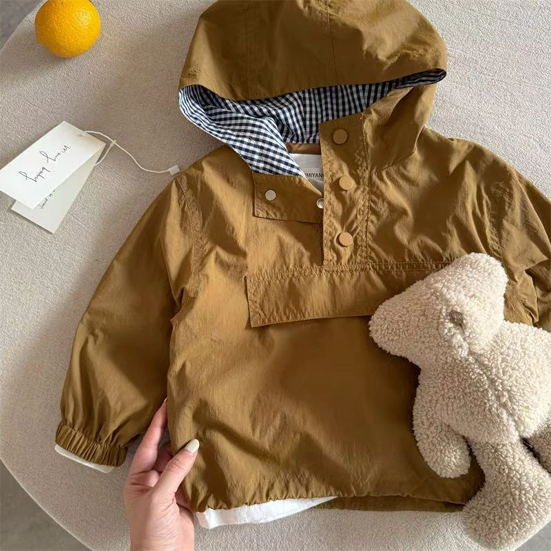 儿童外套2025春季新品男女童连帽冲锋衣宝宝休闲工装外套潮50080