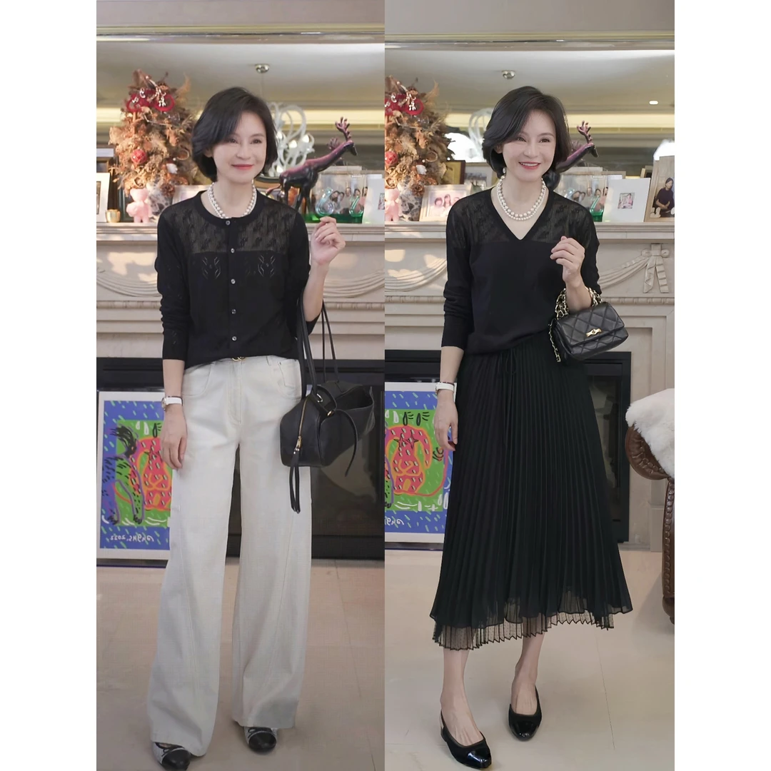 我是摩羯 慕尼黑 三原色棉艾草18针岛精挑孔镂空秋季开衫针织衫