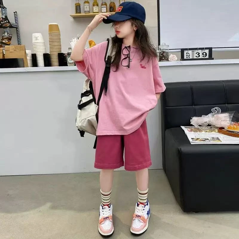 【运费补贴】女童夏装短袖套装2025新款洋气中大童儿童休闲两件套