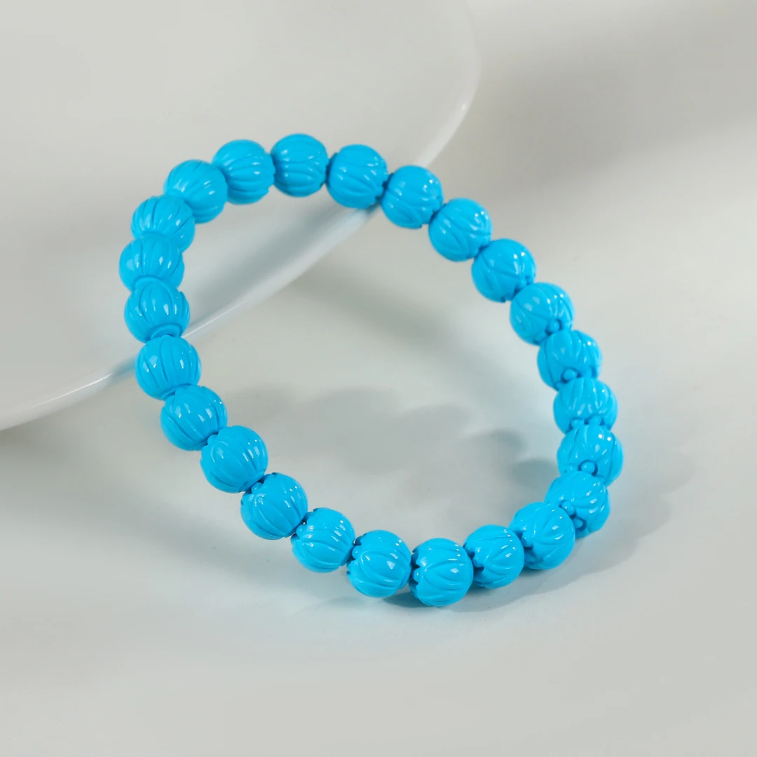 精工瓷高蓝色莲花珠手串单圈手链散珠单对珠diy配珠百搭配饰配件