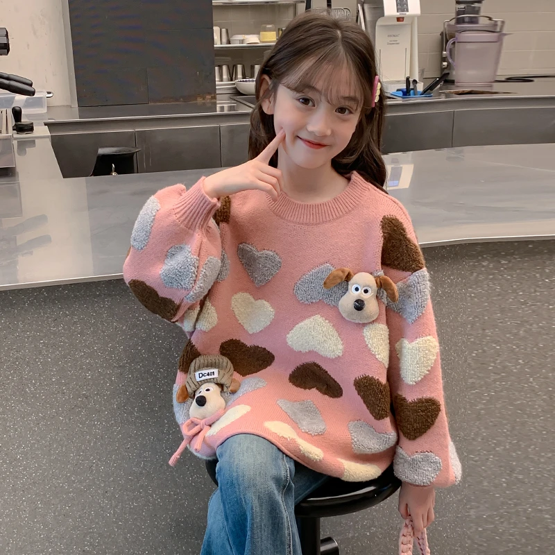 女童毛衣2025新款秋冬儿童洋气针织衫女孩大童加厚打底衫上衣冬季
