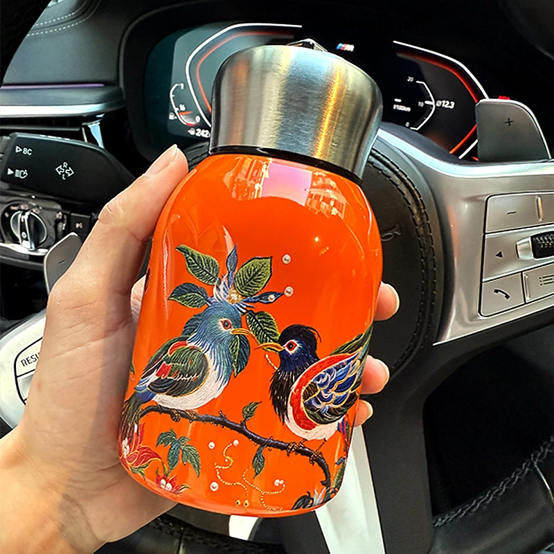 新款喜上眉梢国潮小胖丁保温杯 316不锈钢印花口袋杯随手杯300ml