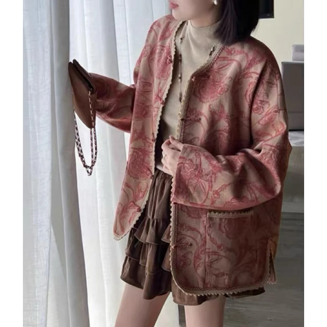 ZHUIMU【花卉盛开】新中式盘扣印花钩边外套ZM8927