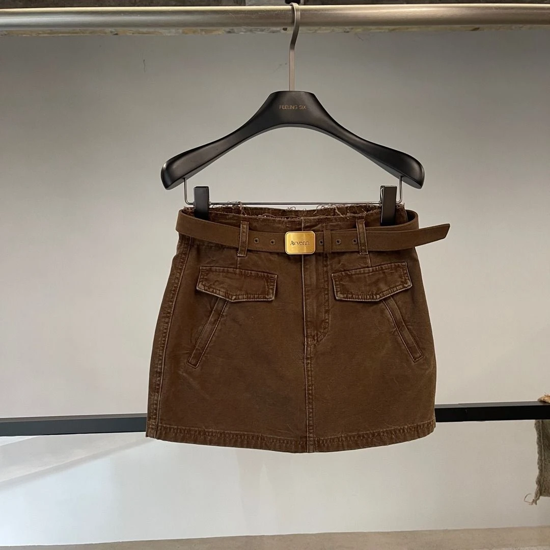AVVENN｜牛仔短裙半身裙秋冬裙子