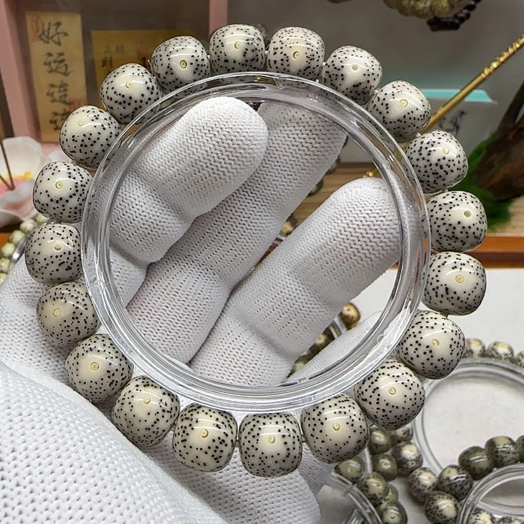 星月菩提手串卡12骨瓷白双留白