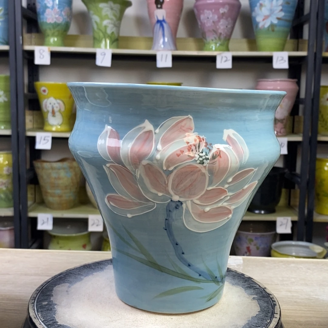 景德镇手工手绘陶瓷花盆