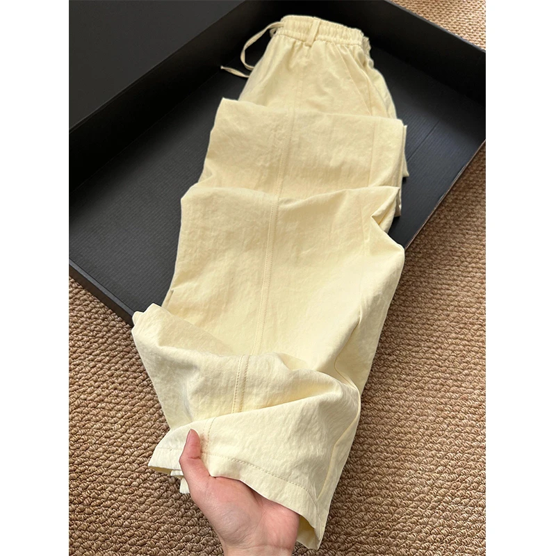 【小鸡黄】韩系甜美高腰睡裤女夏季新款亲肤阔腿直筒可外穿长裤