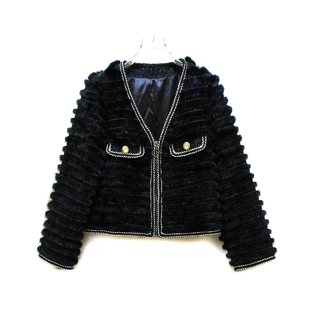 2238新款黑色车条小香风短款名媛淑女风修身外套