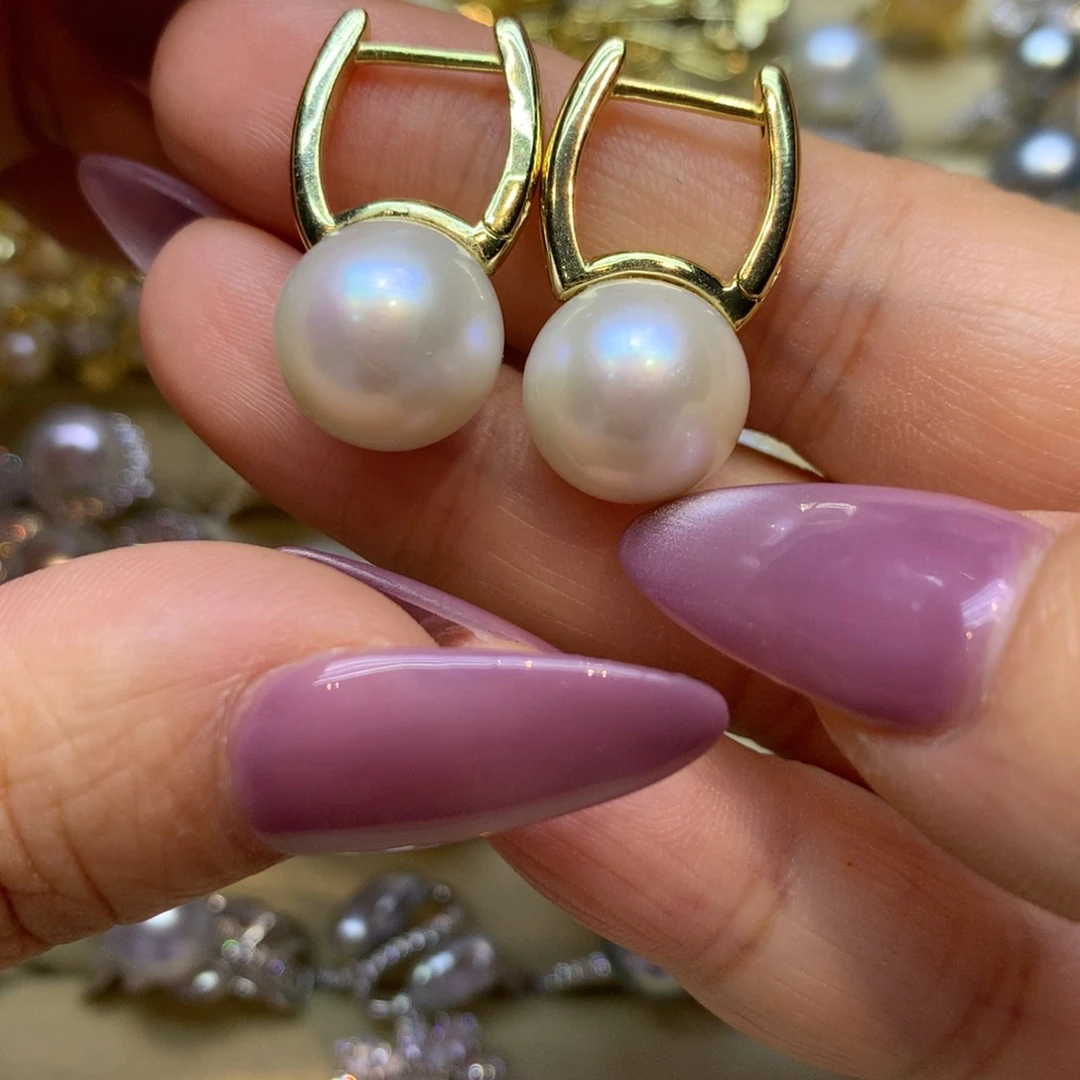 银S925镶嵌耳饰淡水珍珠