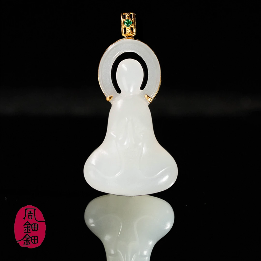 ®|无相|严选精品天然羊脂白玉18k金设计款菩萨吊坠