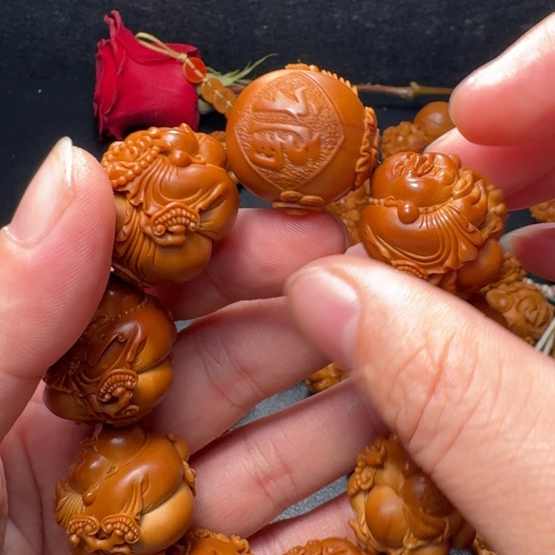 @***淡橄榄核手串/手链弥勒