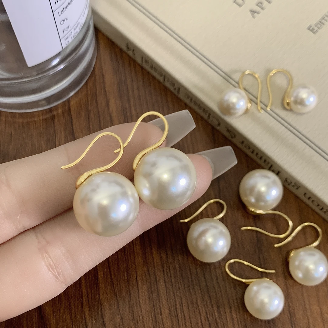 铜合金仿珍珠耳饰 镀18K金「半世」施珠耳钩气质时尚极简约港风高档