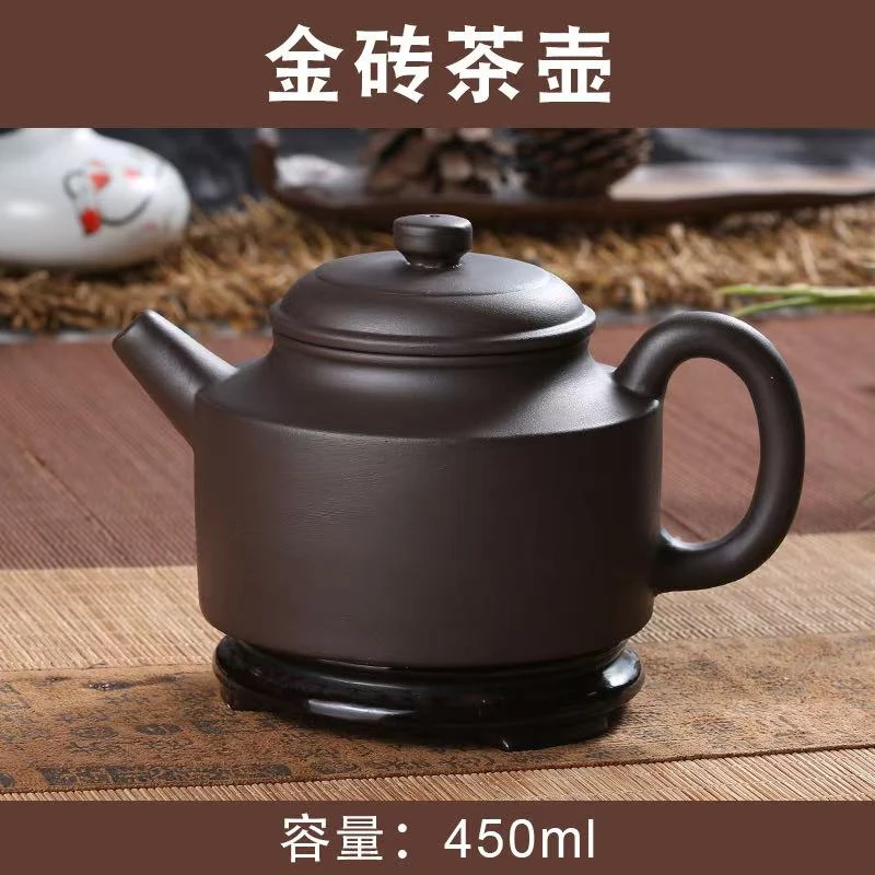 【壶盖松动、介意勿拍】450ml紫砂壶黒色德钟壶~