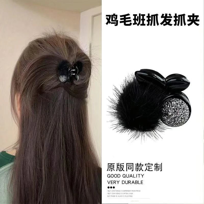 氛围感红色樱桃半扎发抓夹女2024新款高级感公主头侧边刘海碎发夹
