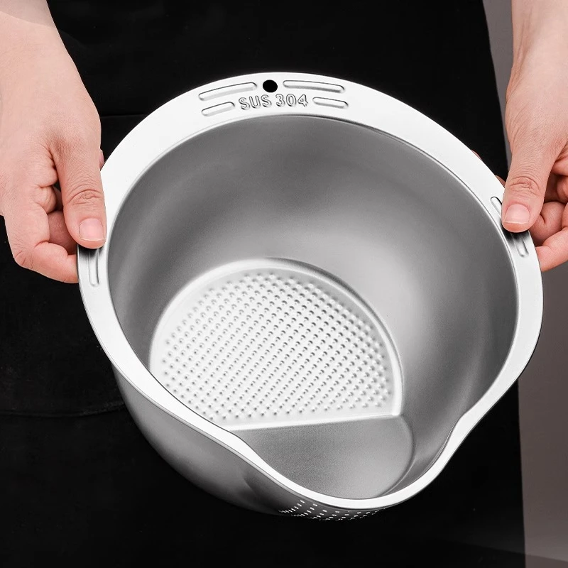 304不锈钢沥水篮洗菜盆淘米神器洗米筛家用水果盘厨房洗菜滤水篮