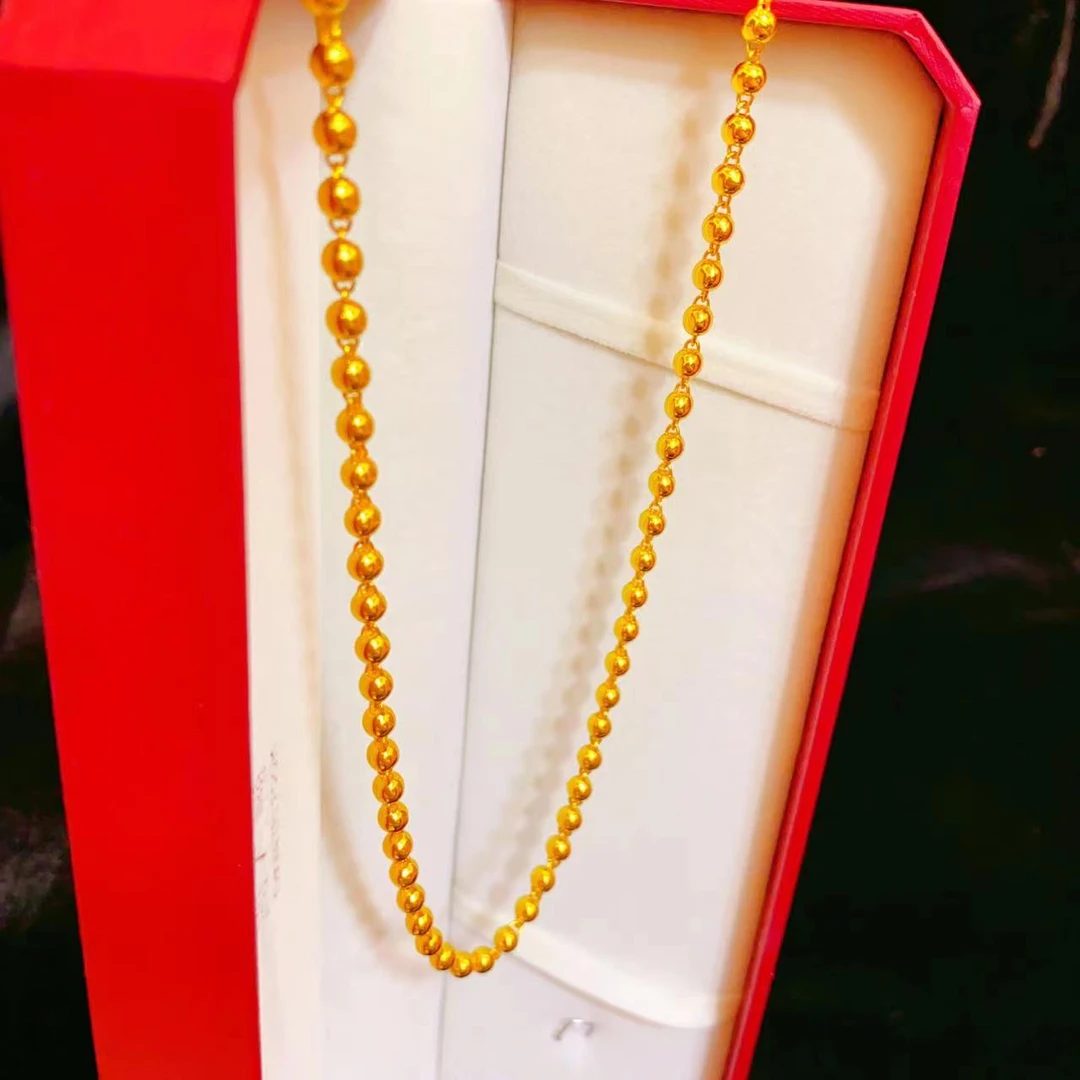 项链 时尚珠珠项链金色饰品50cm长度卡4MM珠珠