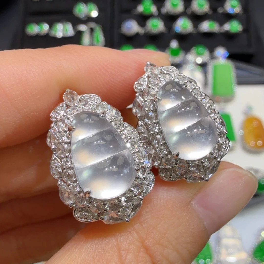 翡翠18K金镶嵌耳饰收到货48小时鉴赏期