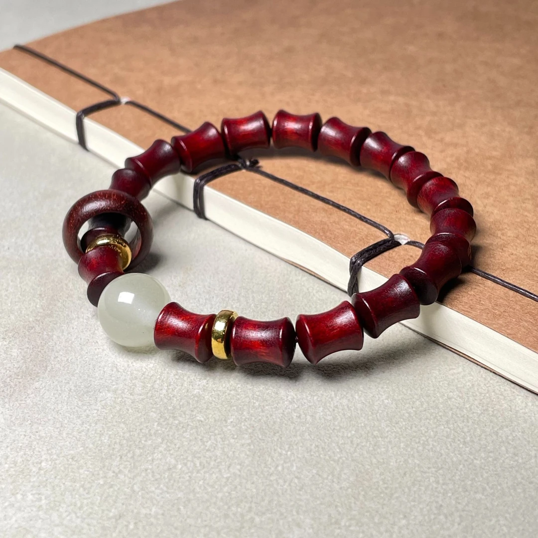 2-16紫檀竹节夜光珠手串