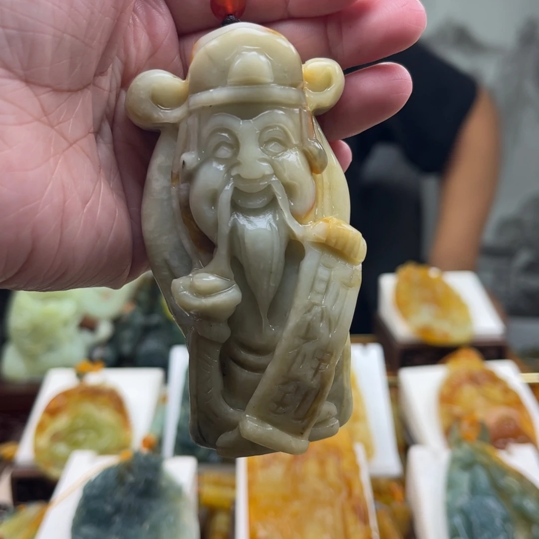 岫玉未镶嵌挂件手把