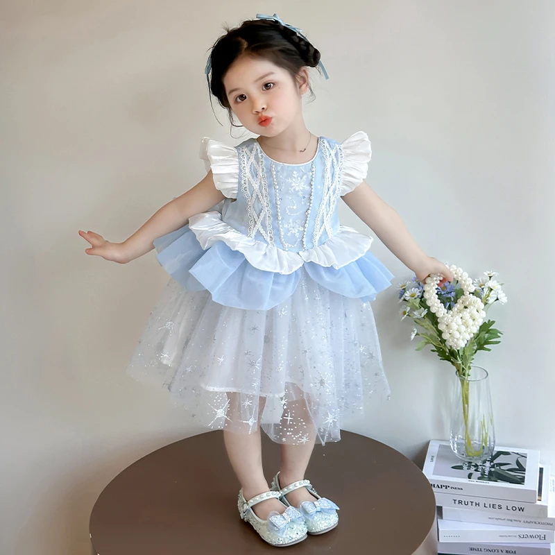 女童连衣裙2025夏季洛丽塔礼服甜美法式网纱宝宝公主裙洋气夏款