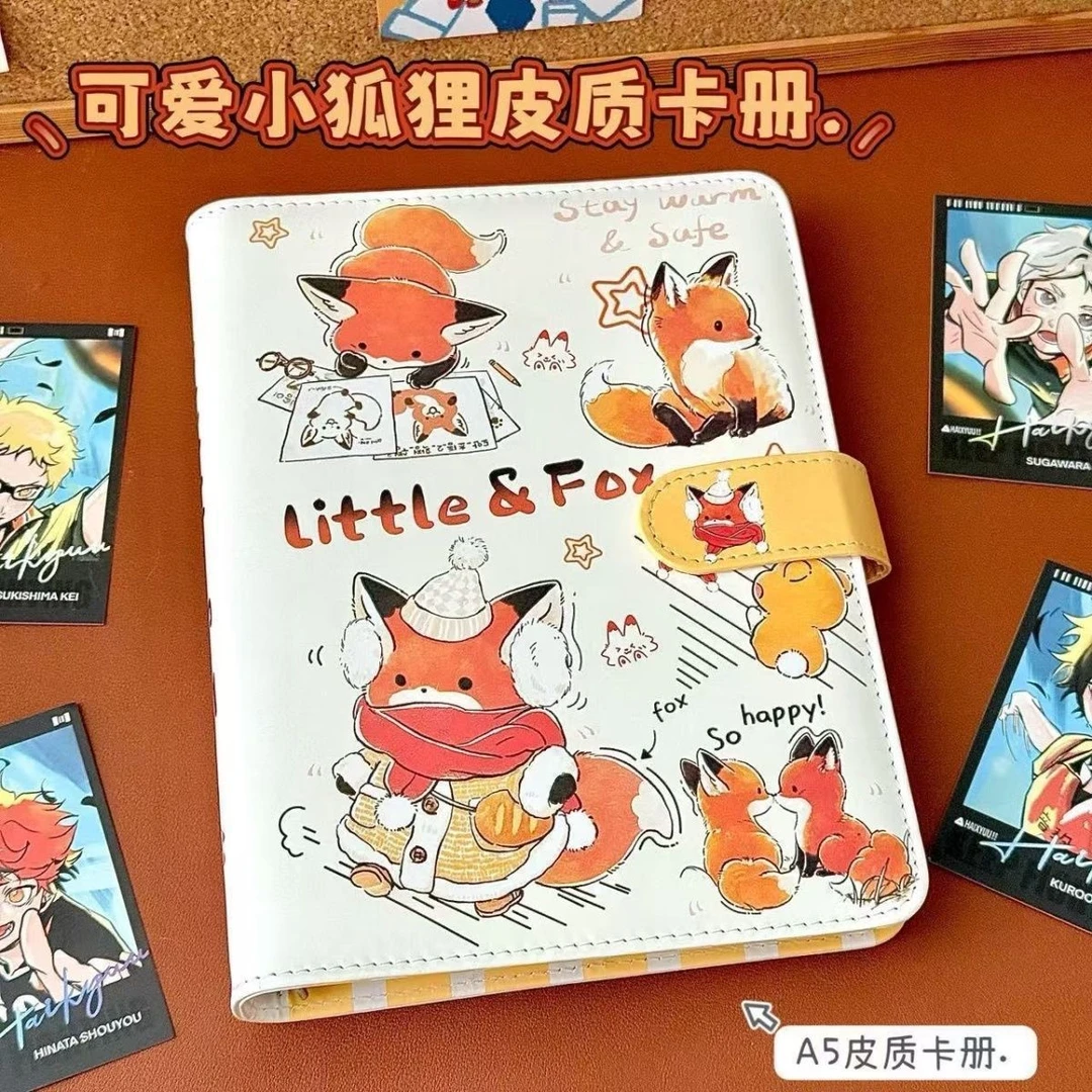 可爱小狐狸卡册翻盖pu皮质a5可爱风高颜值收纳册