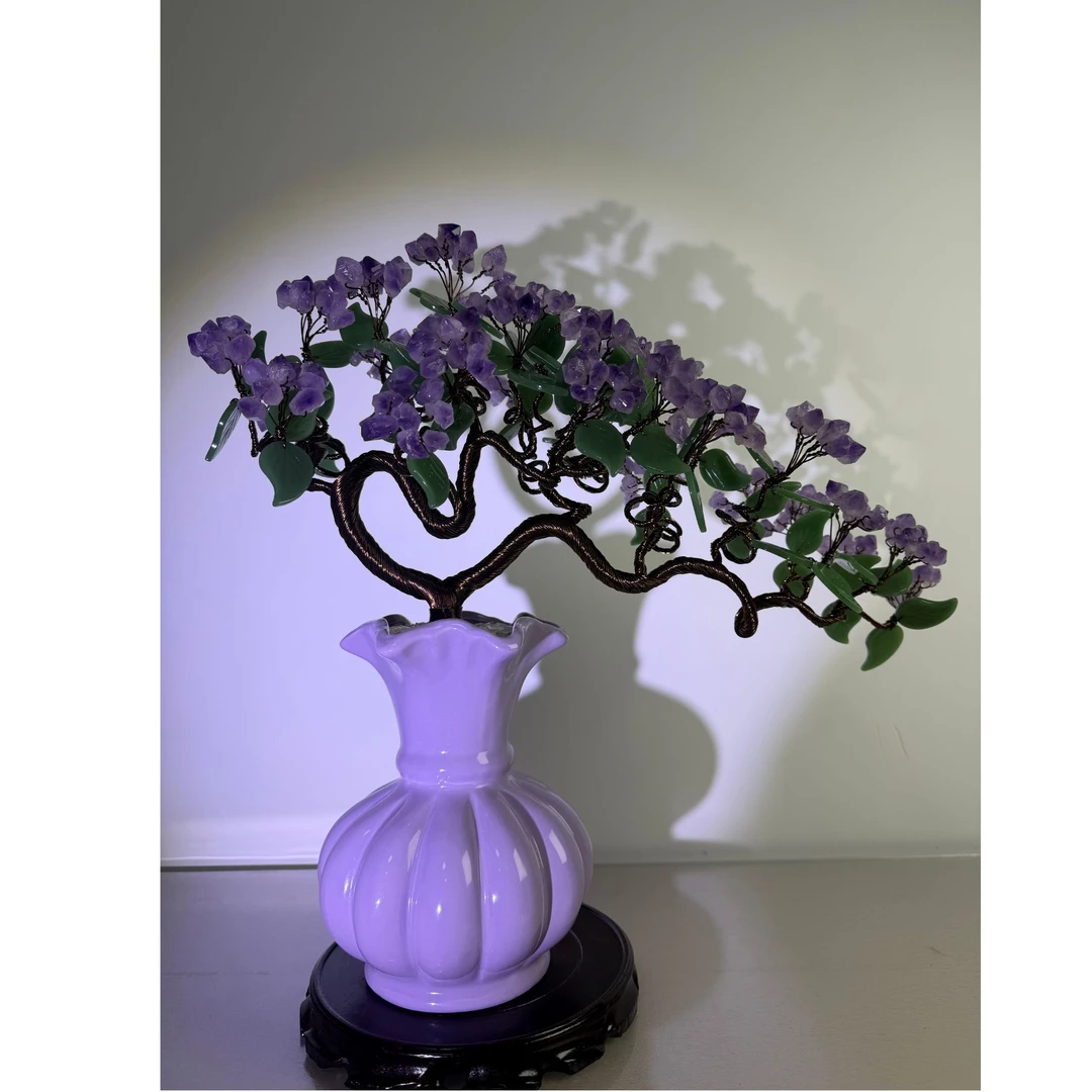 代代有福天然紫水晶发财树家居玄关办公室摆件