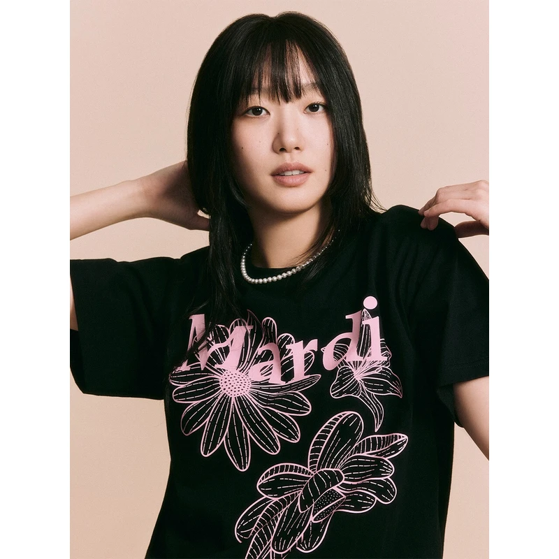 Mardi Mercredi韩国mardi正品2025新款三花雏菊短袖 时尚圆领T恤