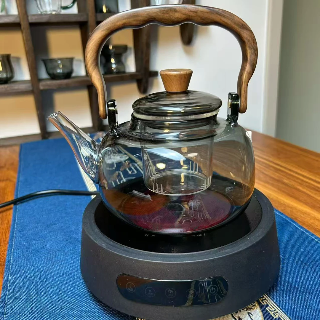 正茗堂电陶炉1500瓦超快煮茶壶套装提梁壶黑色电热炉煮茶炉玻璃壶