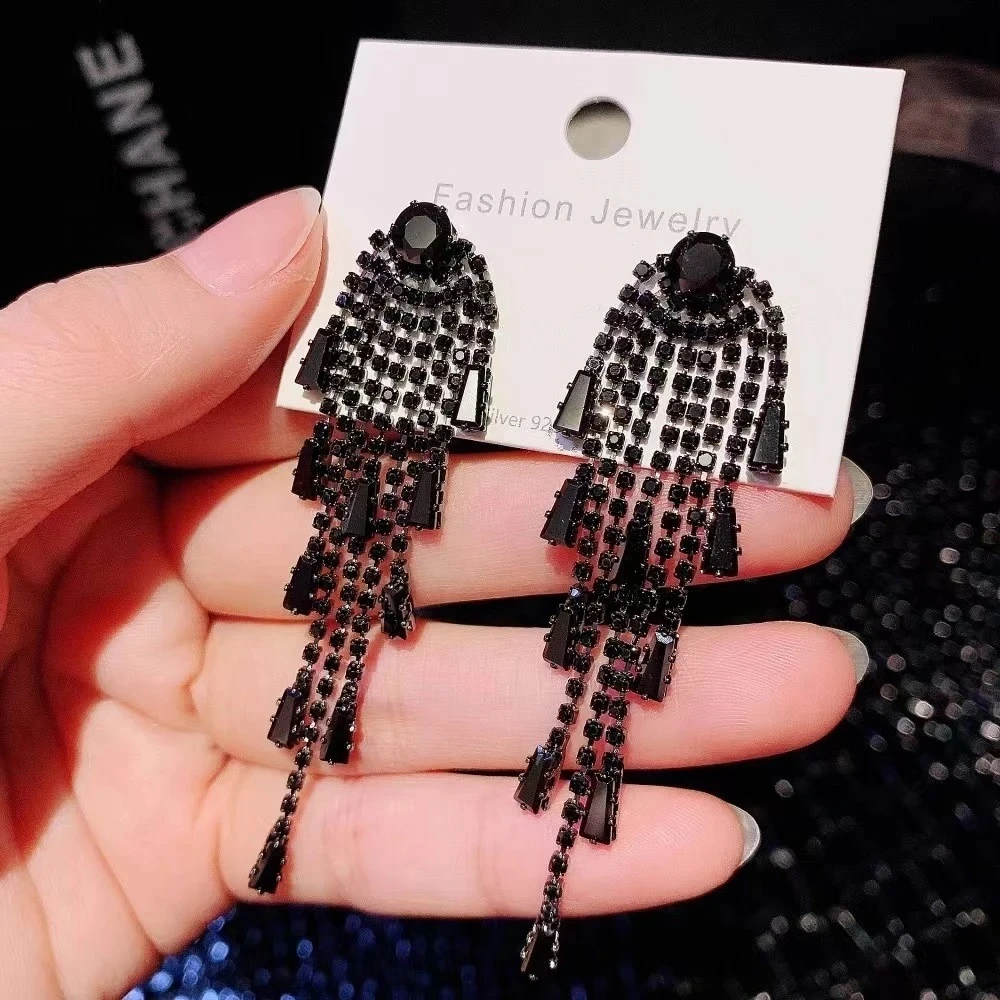 合金耳饰 流苏耳环韩版时尚个性长款耳钉