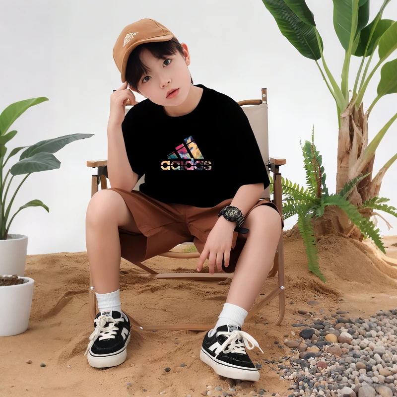 二折专区|男童短袖中大童夏季新款休闲洋气纯棉透气一家运动T恤潮