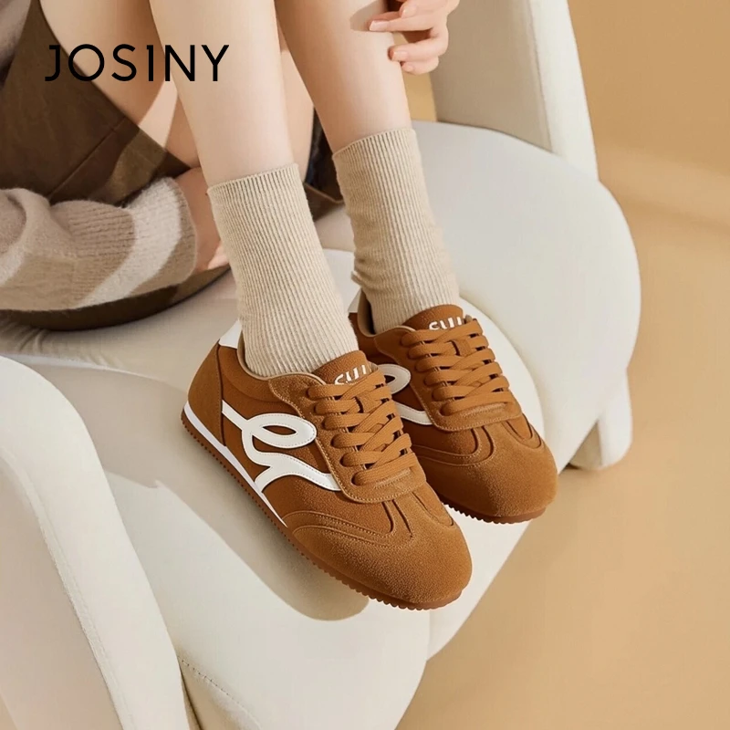 卓诗尼复古德训鞋女2025秋季新款小众时尚休闲鞋百搭圆头系带板鞋