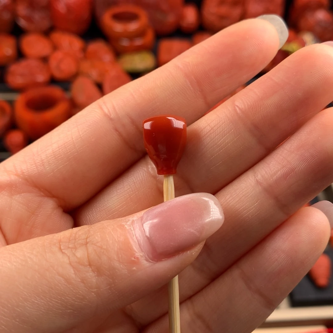 【闪购商品】南红玛瑙未镶嵌三通9.6mm