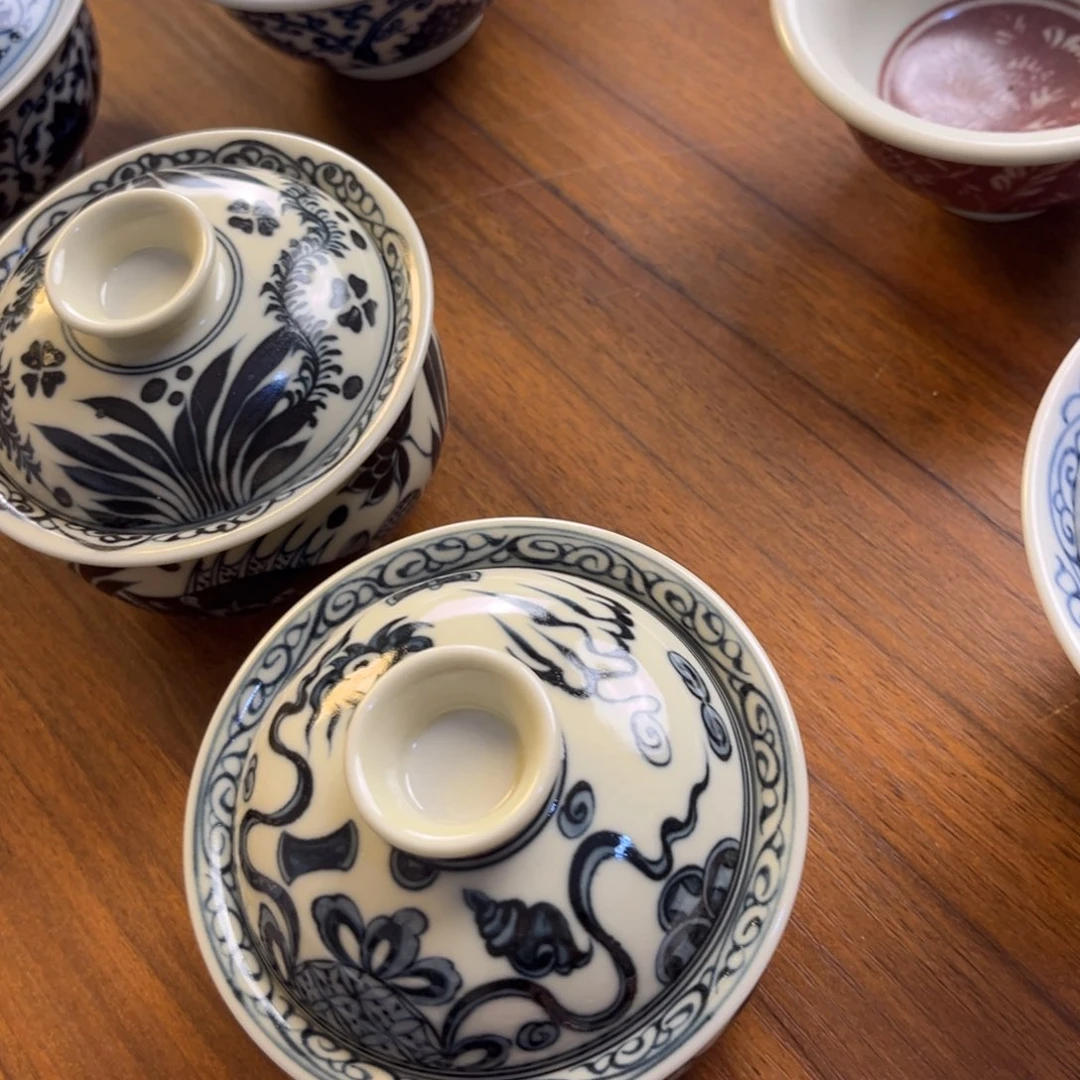 云***业微瑕鱼藻盖碗盖碗➕狮子盖碗