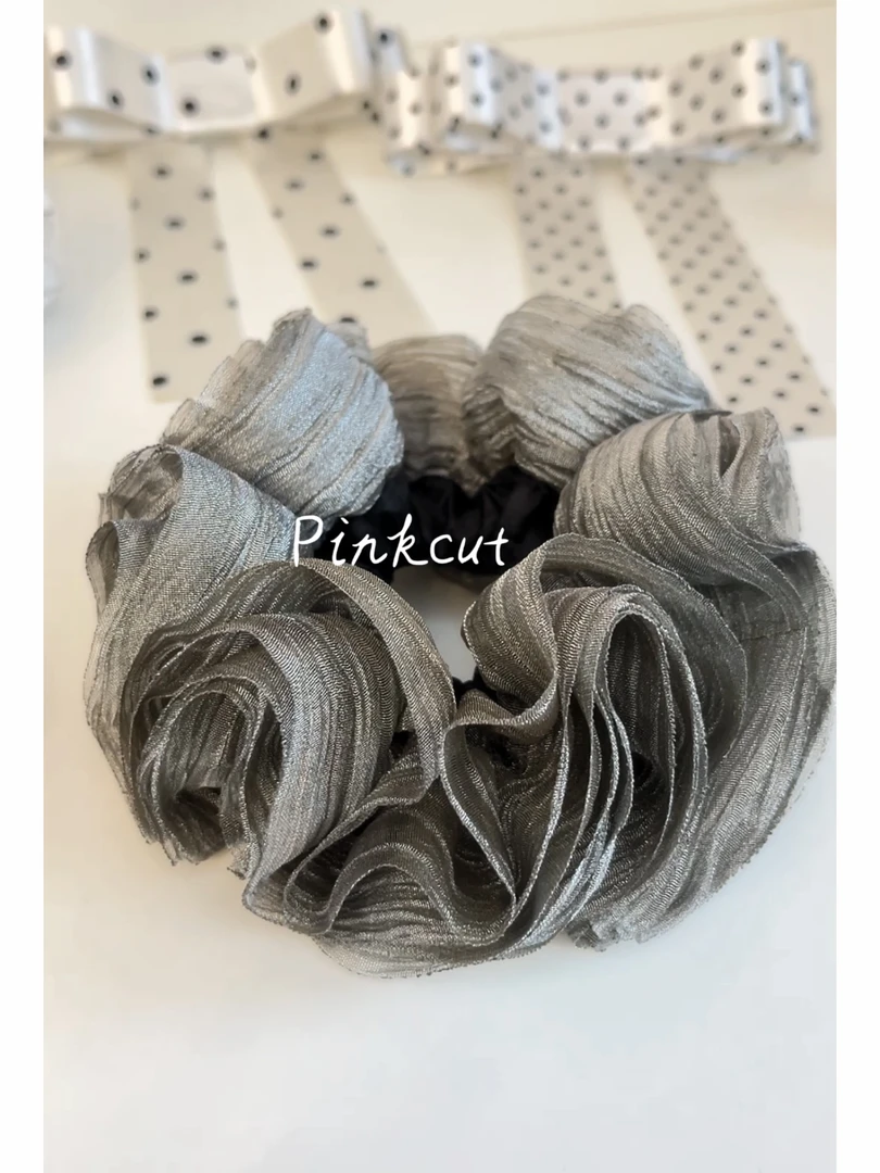 山野花渡&pinkcut 原创手作赫本风韩系ins风氛围感大肠发圈