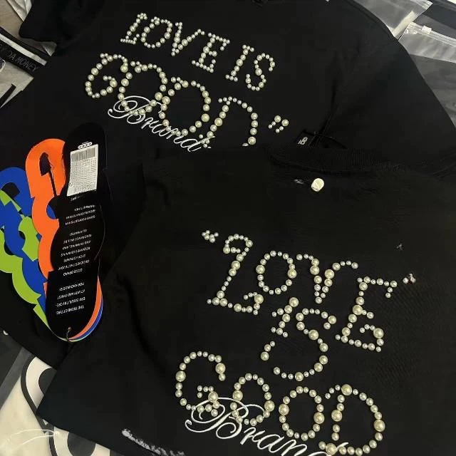 GOODBRAND  LOVE IS GOOD珍珠标语字母高克重老白朱志鑫男女同款
