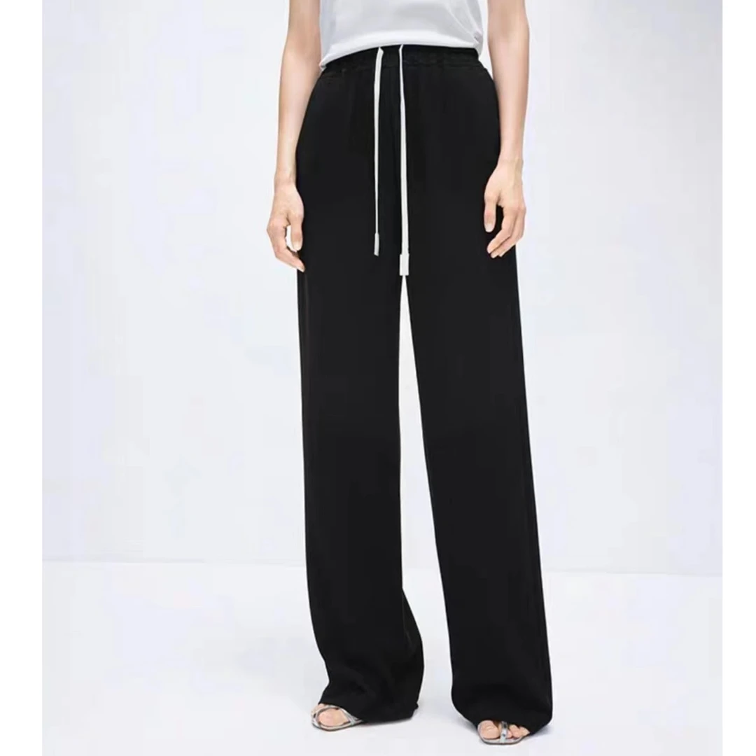 AMAZCOOL 春款三醋酸松紧腰直筒休闲裤2616