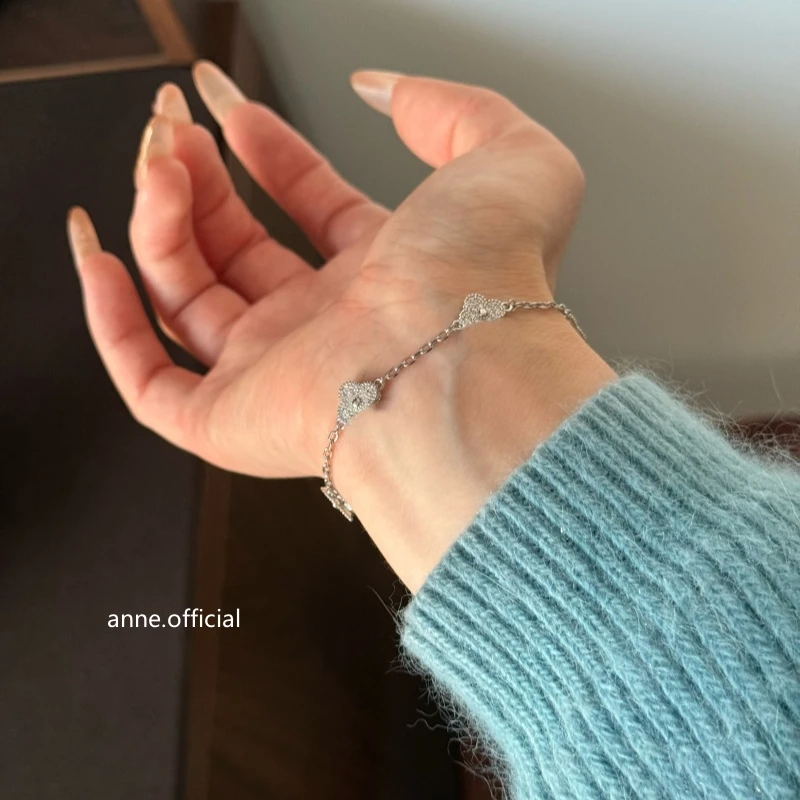 铜合金手链 【S233】精致小号幸运四叶草镶锆手链