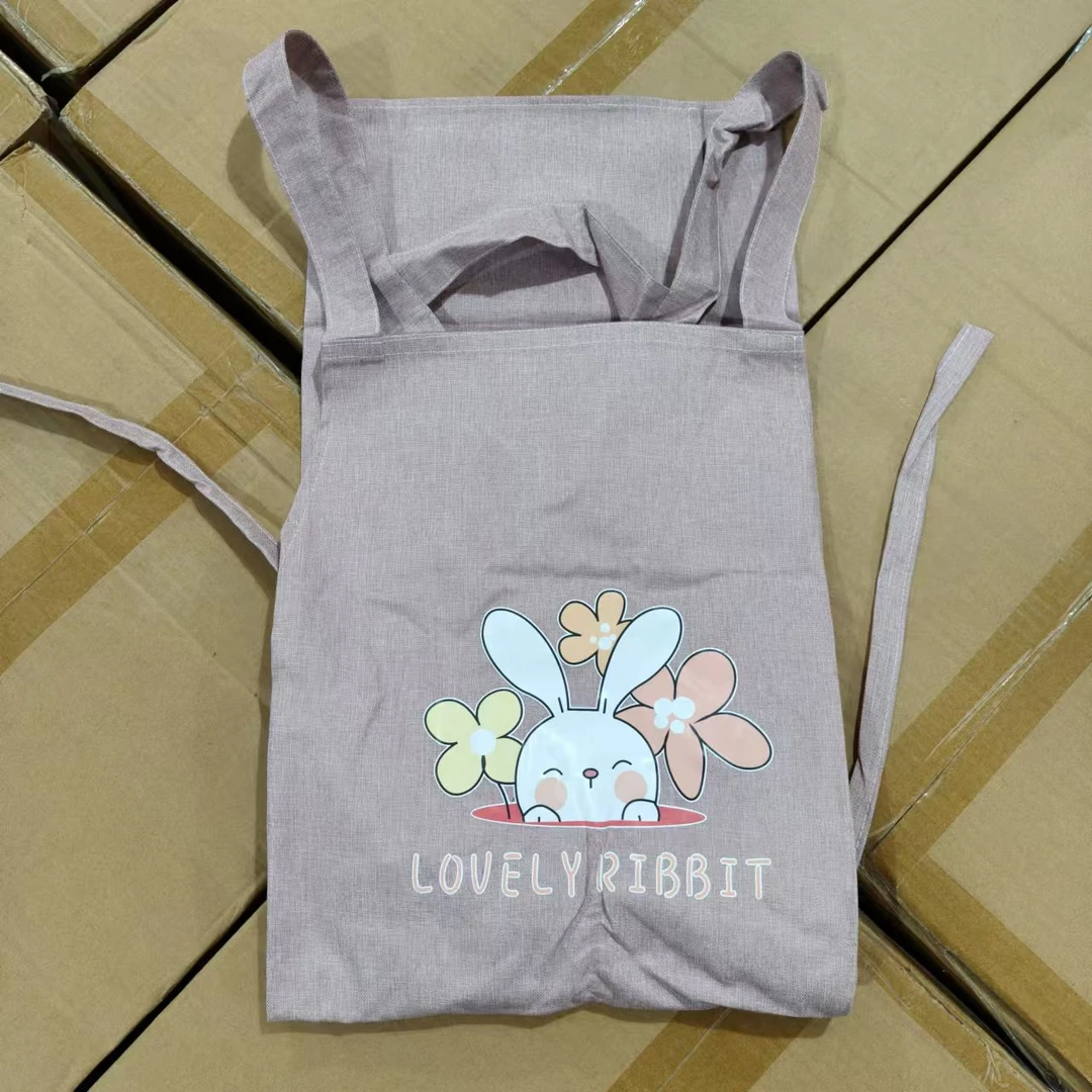 藕粉色 仿麻防水围裙