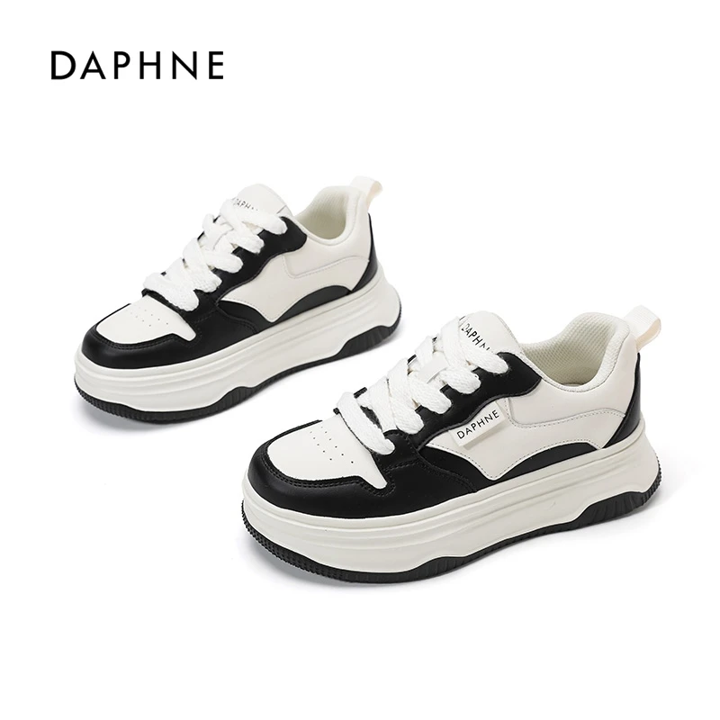 达芙妮时尚百搭女鞋2025新款秋冬季厚底增高百搭休闲潮流板鞋女C