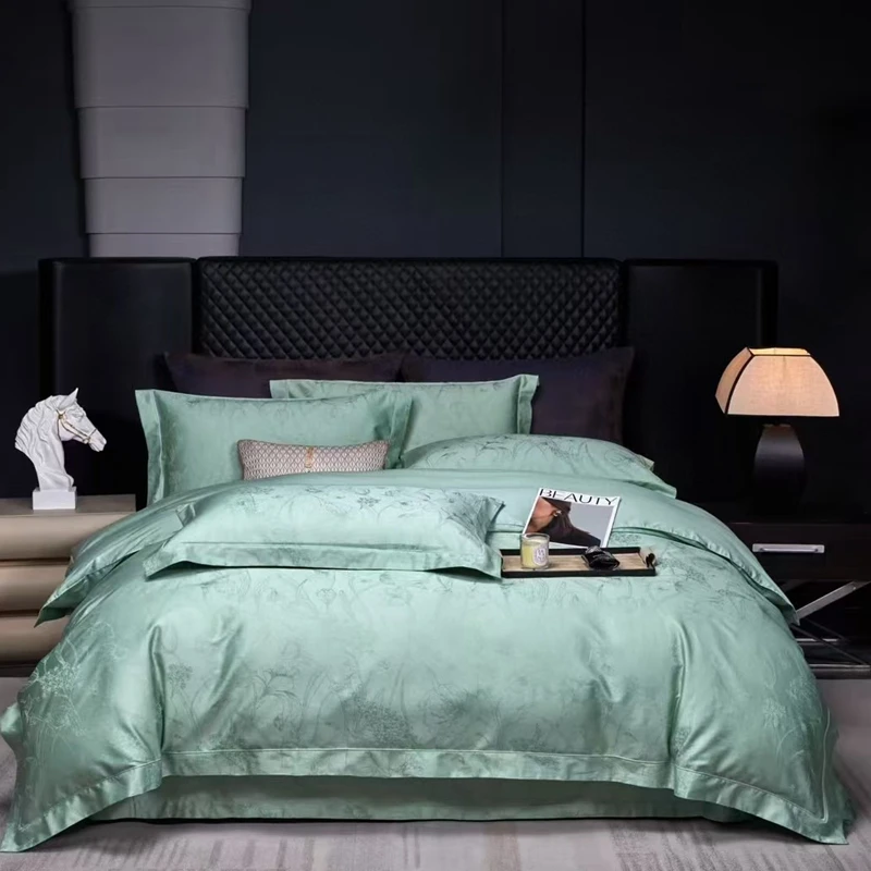 2025新款 高档100S提花高支高密新疆长绒棉四件套轻奢床上用品