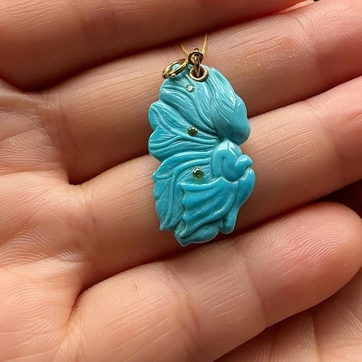 绿松石18K金镶嵌吊坠(不含链)