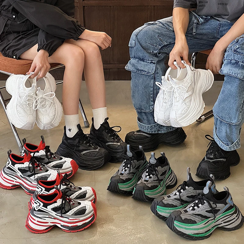 2025新款情侣款巴黎做旧女款老爹鞋厚底男网面拼色运动鞋夏季鞋子
