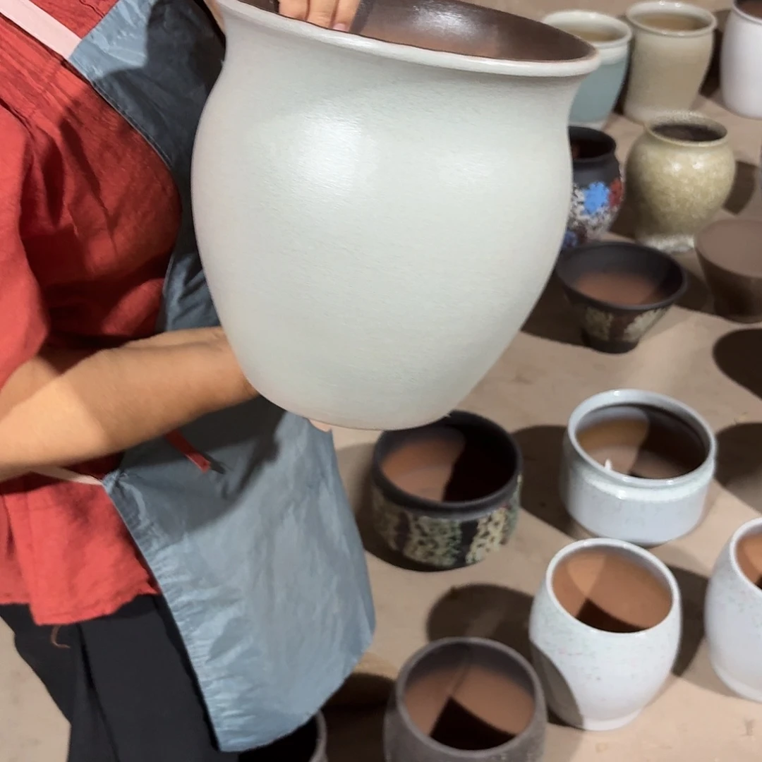 紫砂花盆口21高23
