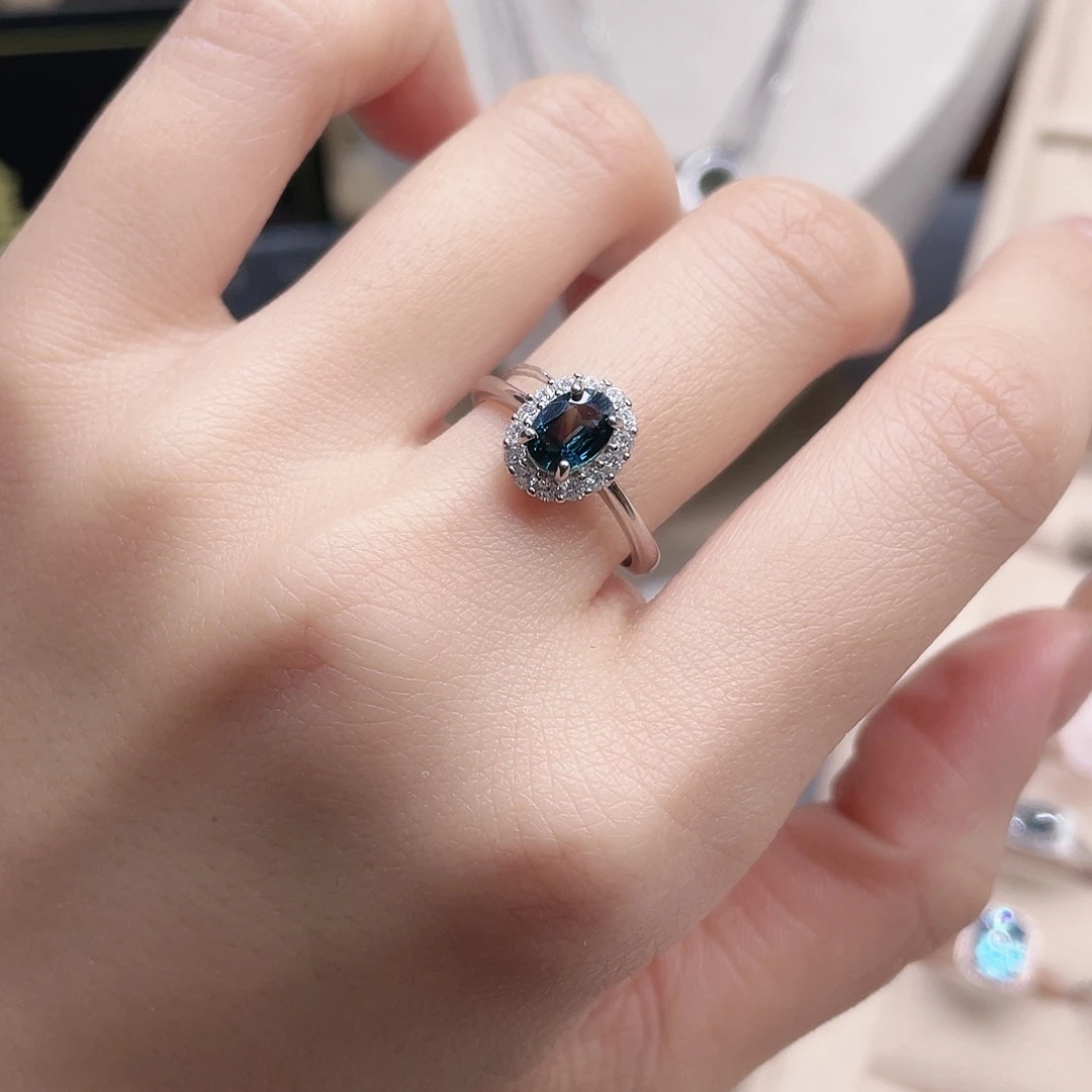 蓝宝石银S925镶嵌戒指开口