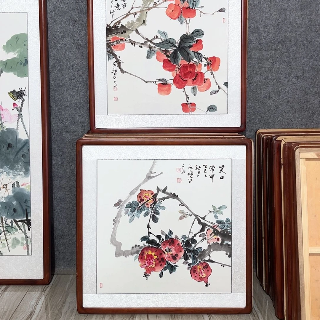 国画书画作品带框63×63